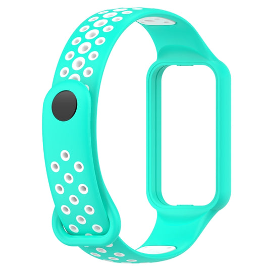 For Redmi Band 2 Loop Two-Color Breathable Silicone Watch Band(Cyan+White) - Watch Bands by buy2fix | Online Shopping UK | buy2fix
