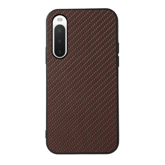 For Sony Xperia 10 V Carbon Fiber Texture PU Phone Case(Brown) by buy2fix