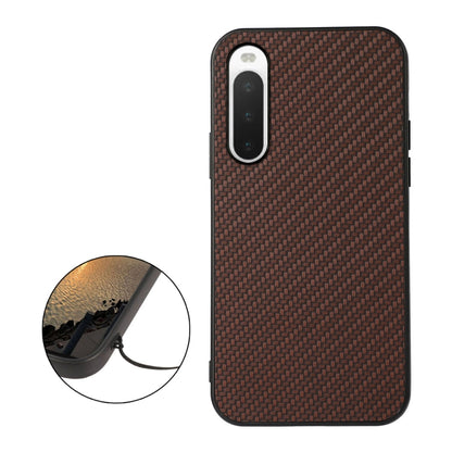 For Sony Xperia 10 V Carbon Fiber Texture PU Phone Case(Brown) by buy2fix