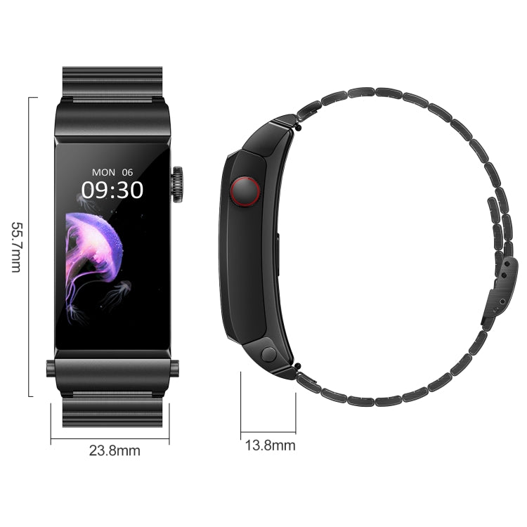 M6 1.5 inch Steel Band Earphone Detachable IP68 Waterproof Smart Watch Support Bluetooth Call(Black) by buy2fix