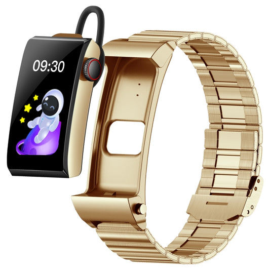 M6 1.5 inch Steel Band Earphone Detachable IP68 Waterproof Smart Watch Support Bluetooth Call(Gold) by buy2fix