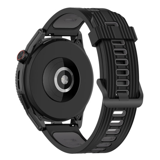 For Huawei Watch GT 3 SE 22mm Two-color Stripe Silicone Watch Band(Black Dark Grey) - Watch Bands by buy2fix | Online Shopping UK | buy2fix