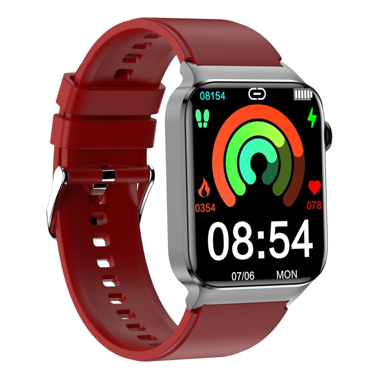 T50 1.85 inch Silicone Band IP67 Waterproof Smart Watch Supports Voice Assistant / Health Monitoring(Red) by buy2fix