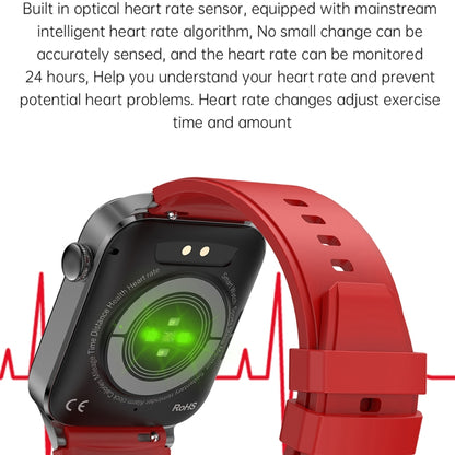 T50 1.85 inch Silicone Band IP67 Waterproof Smart Watch Supports Voice Assistant / Health Monitoring(Red) by buy2fix