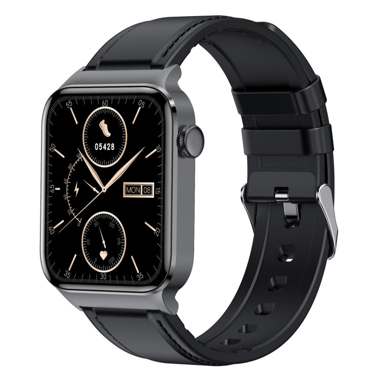 T50 1.85 inch Leather Band IP67 Waterproof Smart Watch Supports Voice Assistant / Health Monitoring(Black) by buy2fix