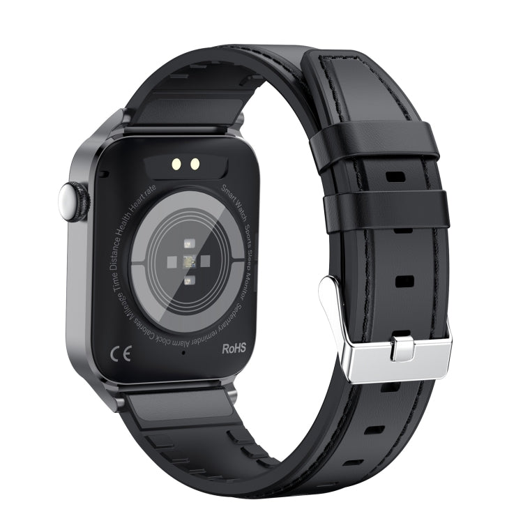 T50 1.85 inch Leather Band IP67 Waterproof Smart Watch Supports Voice Assistant / Health Monitoring(Black) by buy2fix