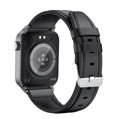 T50 1.85 inch Leather Band IP67 Waterproof Smart Watch Supports Voice Assistant / Health Monitoring(Black) by buy2fix