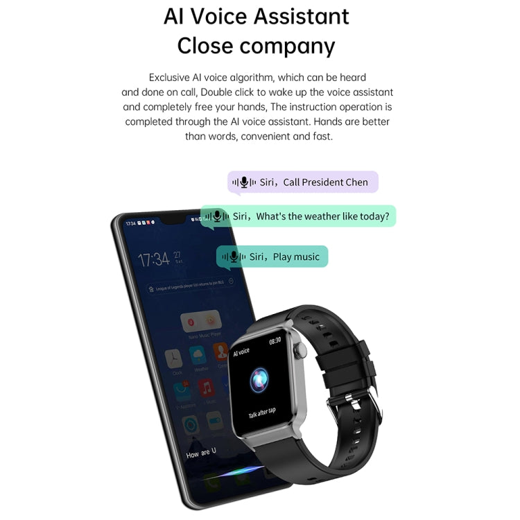 T50 1.85 inch Leather Band IP67 Waterproof Smart Watch Supports Voice Assistant / Health Monitoring(Black) by buy2fix