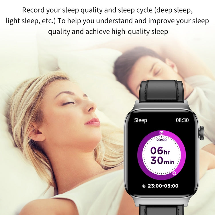 T50 1.85 inch Leather Band IP67 Waterproof Smart Watch Supports Voice Assistant / Health Monitoring(Black) by buy2fix