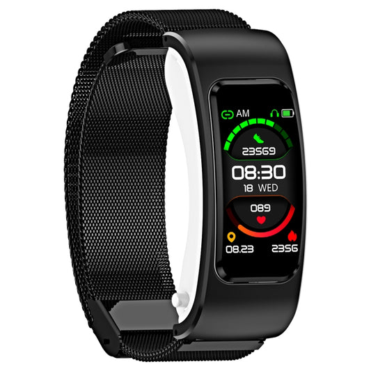 K60 1.08 inch Steel Band Earphone Detachable Life Waterproof Smart Watch Support Bluetooth Call(Black) by buy2fix