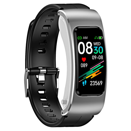 K60 1.08 inch Silicone Band Earphone Detachable Life Waterproof Smart Watch Support Bluetooth Call(Black Silver) by buy2fix