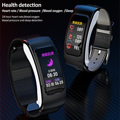 K60 1.08 inch Silicone Band Earphone Detachable Life Waterproof Smart Watch Support Bluetooth Call(Black) by buy2fix
