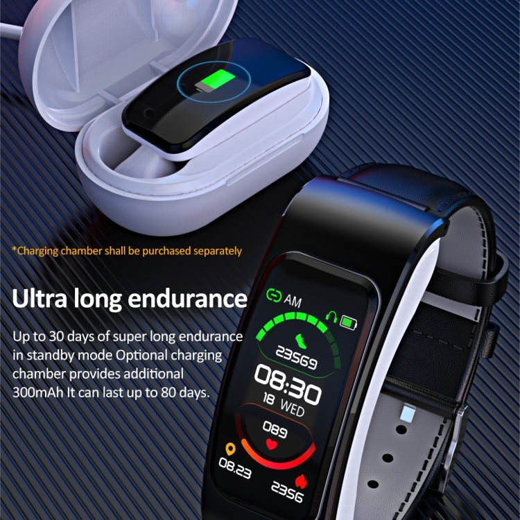 K60 1.08 inch Silicone Band Earphone Detachable Life Waterproof Smart Watch Support Bluetooth Call(Black) by buy2fix