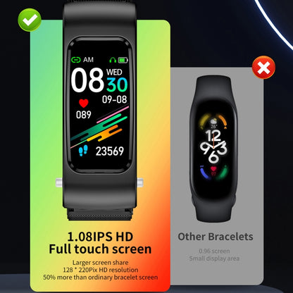 K60 1.08 inch Silicone Band Earphone Detachable Life Waterproof Smart Watch Support Bluetooth Call(Black) by buy2fix