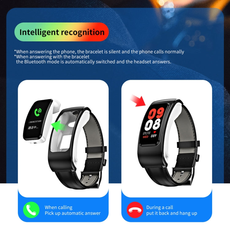 K60 1.08 inch Silicone Band Earphone Detachable Life Waterproof Smart Watch Support Bluetooth Call(Black) by buy2fix