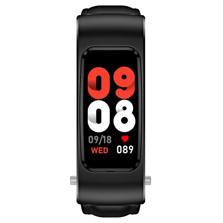 K60 1.08 inch Leather Band Earphone Detachable Life Waterproof Smart Watch Support Bluetooth Call(Black) by buy2fix