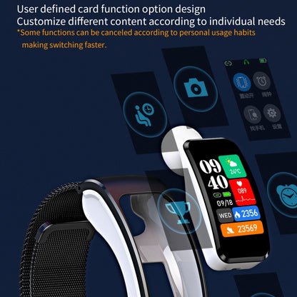 K60 1.08 inch Leather Band Earphone Detachable Life Waterproof Smart Watch Support Bluetooth Call(Black Silver) by buy2fix