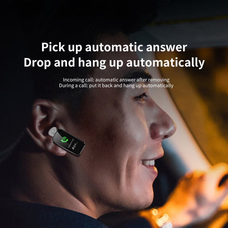 K60 1.08 inch Leather Band Earphone Detachable Life Waterproof Smart Watch Support Bluetooth Call(Black) by buy2fix