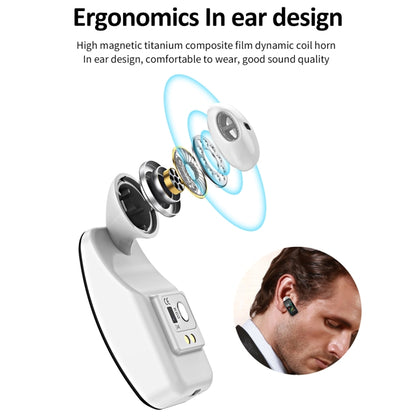 K60 1.08 inch Leather Band Earphone Detachable Life Waterproof Smart Watch Support Bluetooth Call(Black Silver) by buy2fix