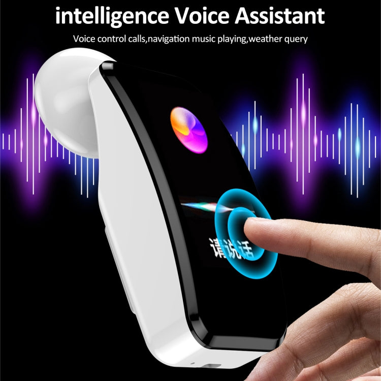 K60 1.08 inch Leather Band Earphone Detachable Life Waterproof Smart Watch Support Bluetooth Call(Black) by buy2fix