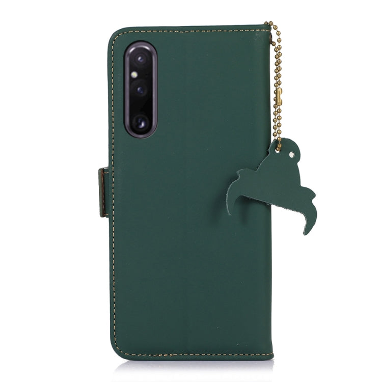 For Sony Xperia 1 V Genuine Leather Magnetic RFID Leather Phone Case(Green) by buy2fix
