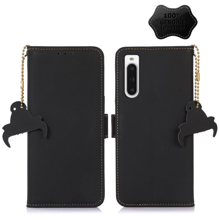 For Sony Xperia 10 V Genuine Leather Magnetic RFID Leather Phone Case(Black) by buy2fix