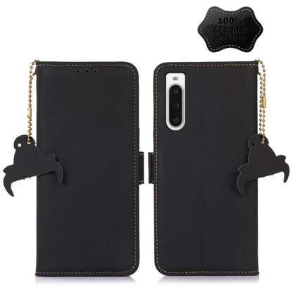 For Sony Xperia 10 V Genuine Leather Magnetic RFID Leather Phone Case(Black) by buy2fix