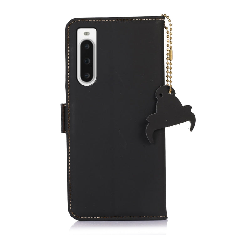 For Sony Xperia 10 V Genuine Leather Magnetic RFID Leather Phone Case(Black) by buy2fix