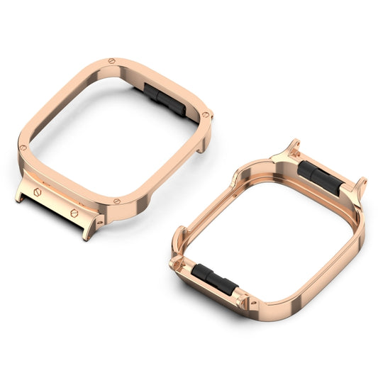 For Xiaomi Redmi Watch 3 / Mi Watch Lite 3 Metal Frame Watch Protective Case(Rose Gold) - Watch Cases by buy2fix | Online Shopping UK | buy2fix