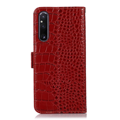 For Sony Xperia 1 V Crocodile Top Layer Cowhide Leather Phone Case(Red) by buy2fix