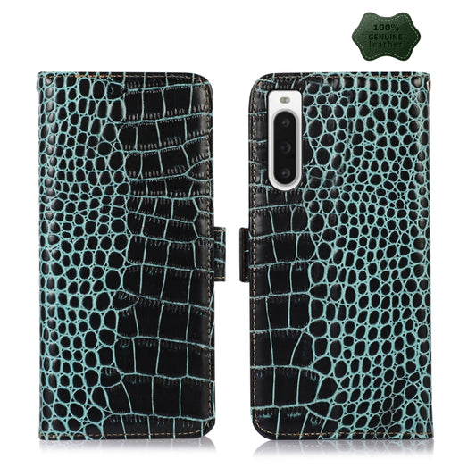 For Sony Xperia 10 V Crocodile Top Layer Cowhide Leather Phone Case(Green) by buy2fix