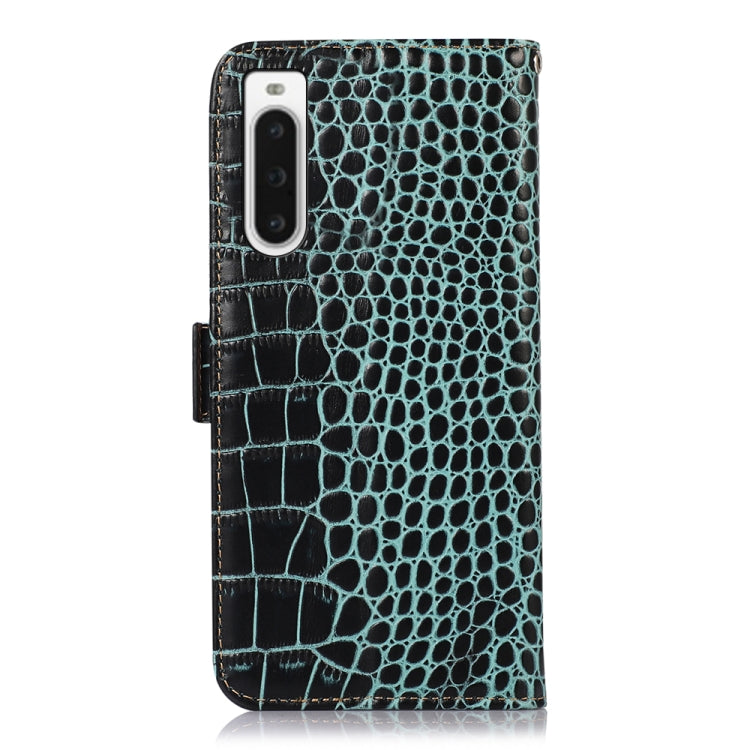 For Sony Xperia 10 V Crocodile Top Layer Cowhide Leather Phone Case(Green) by buy2fix