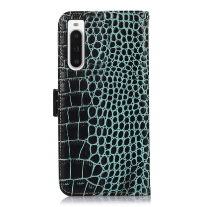 For Sony Xperia 10 V Crocodile Top Layer Cowhide Leather Phone Case(Green) by buy2fix