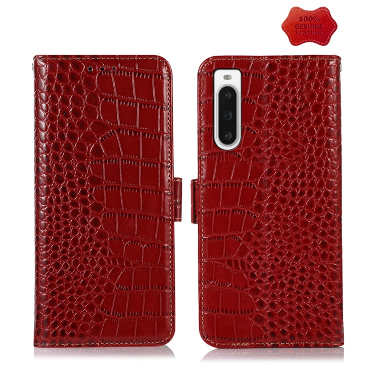 For Sony Xperia 10 V Crocodile Top Layer Cowhide Leather Phone Case(Red) by buy2fix