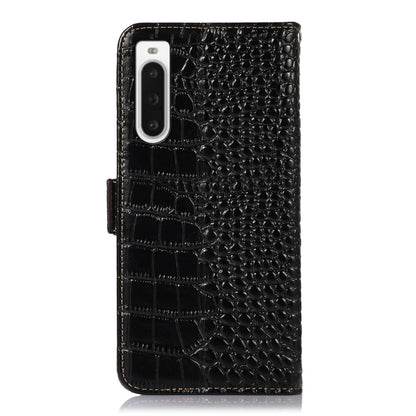 For Sony Xperia 10 V Crocodile Top Layer Cowhide Leather Phone Case(Black) by buy2fix