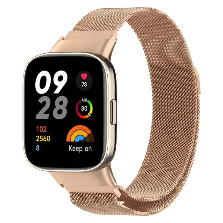 For Xiaomi Redmi Watch 3 / Mi Watch Lite 3 Milanese Metal Watch Band(Rose Gold) - Watch Bands by buy2fix | Online Shopping UK | buy2fix