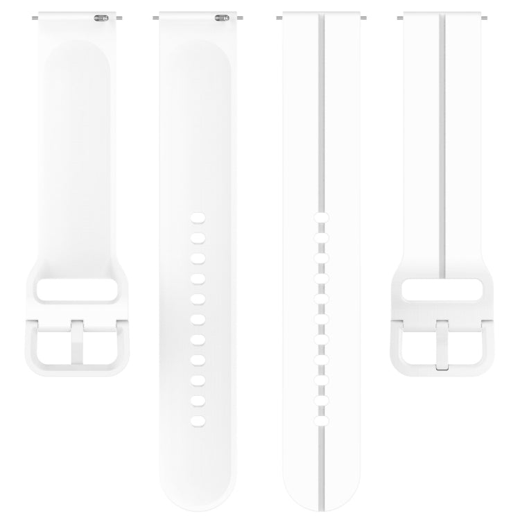 22mm Universal Flat Head Groove Silicone Watch Band(White) - 22mm Bands by buy2fix | Online Shopping UK | buy2fix