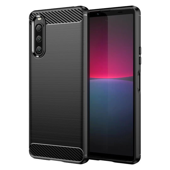 For Sony Xperia 10 V Brushed Texture Carbon Fiber TPU Phone Case(Black)