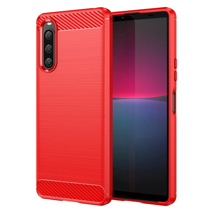 For Sony Xperia 10 V Brushed Texture Carbon Fiber TPU Phone Case(Red) by buy2fix