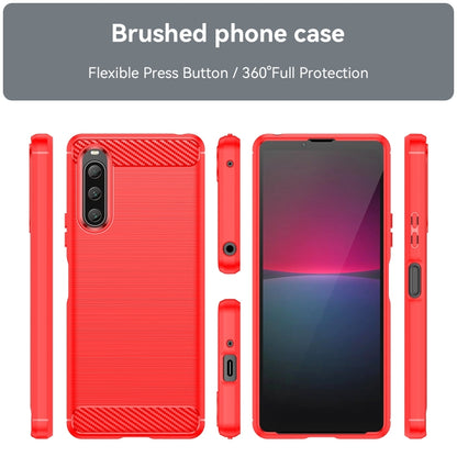 For Sony Xperia 10 V Brushed Texture Carbon Fiber TPU Phone Case(Red) by buy2fix