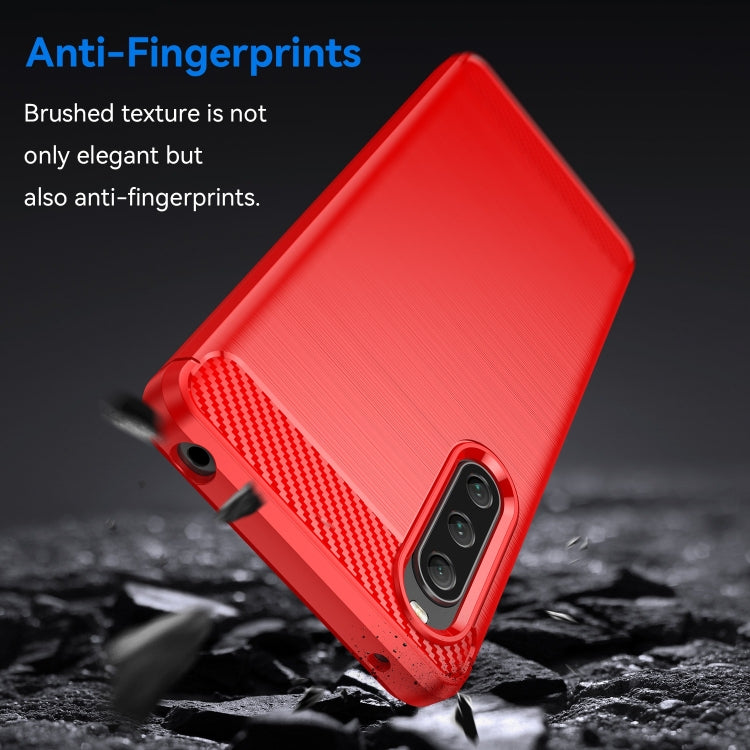 For Sony Xperia 10 V Brushed Texture Carbon Fiber TPU Phone Case(Red) by buy2fix