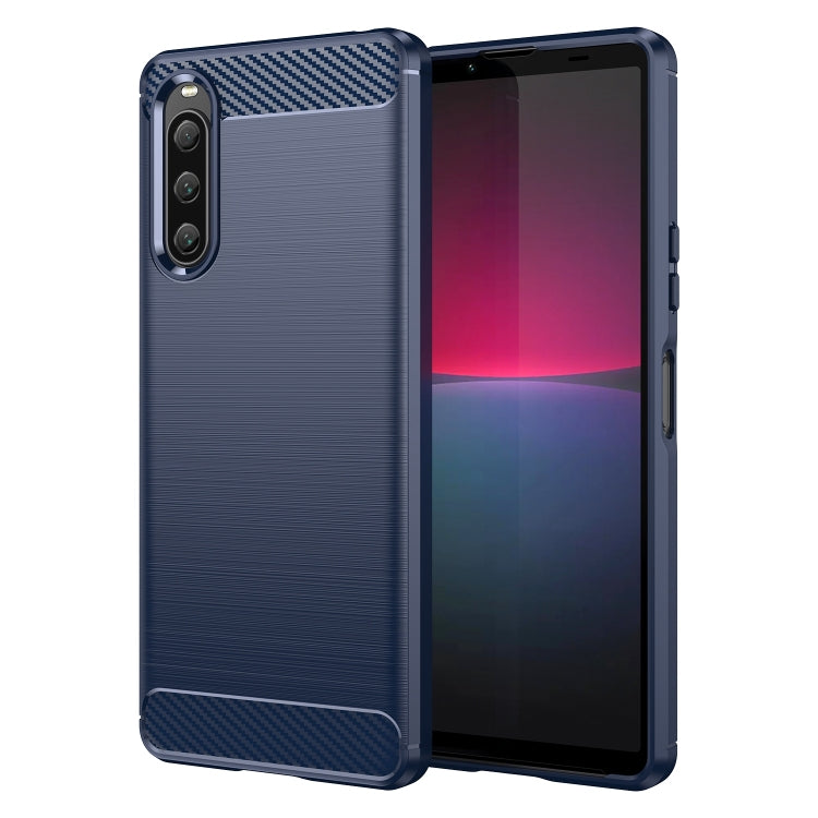 For Sony Xperia 10 V Brushed Texture Carbon Fiber TPU Phone Case(Blue) by buy2fix