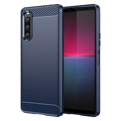 For Sony Xperia 10 V Brushed Texture Carbon Fiber TPU Phone Case(Blue) by buy2fix