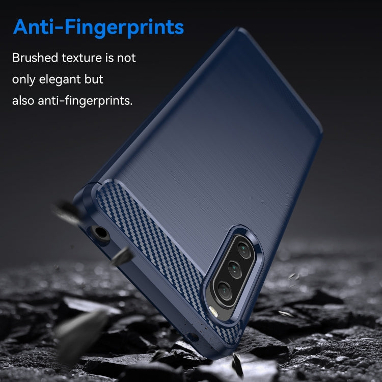 For Sony Xperia 10 V Brushed Texture Carbon Fiber TPU Phone Case(Blue) by buy2fix