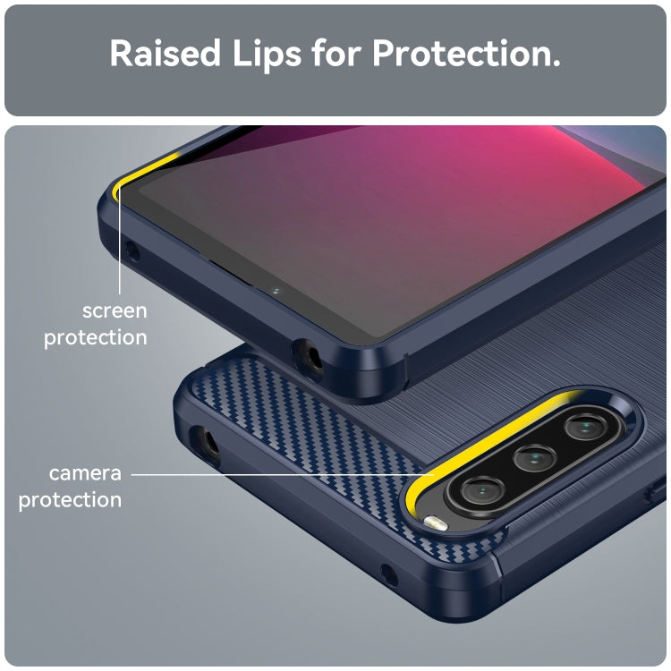 For Sony Xperia 10 V Brushed Texture Carbon Fiber TPU Phone Case(Blue) by buy2fix