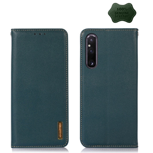 For Sony Xperia 1 V KHAZNEH Nappa Top Layer Cowhide Leather Phone Case(Green) by buy2fix