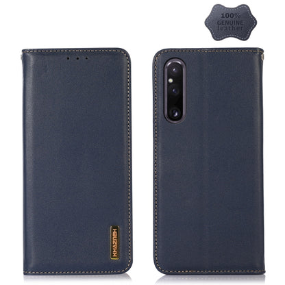 For Sony Xperia 1 V KHAZNEH Nappa Top Layer Cowhide Leather Phone Case(Blue) by buy2fix