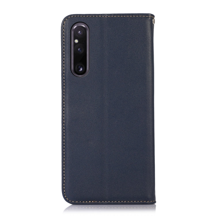 For Sony Xperia 1 V KHAZNEH Nappa Top Layer Cowhide Leather Phone Case(Blue) by buy2fix