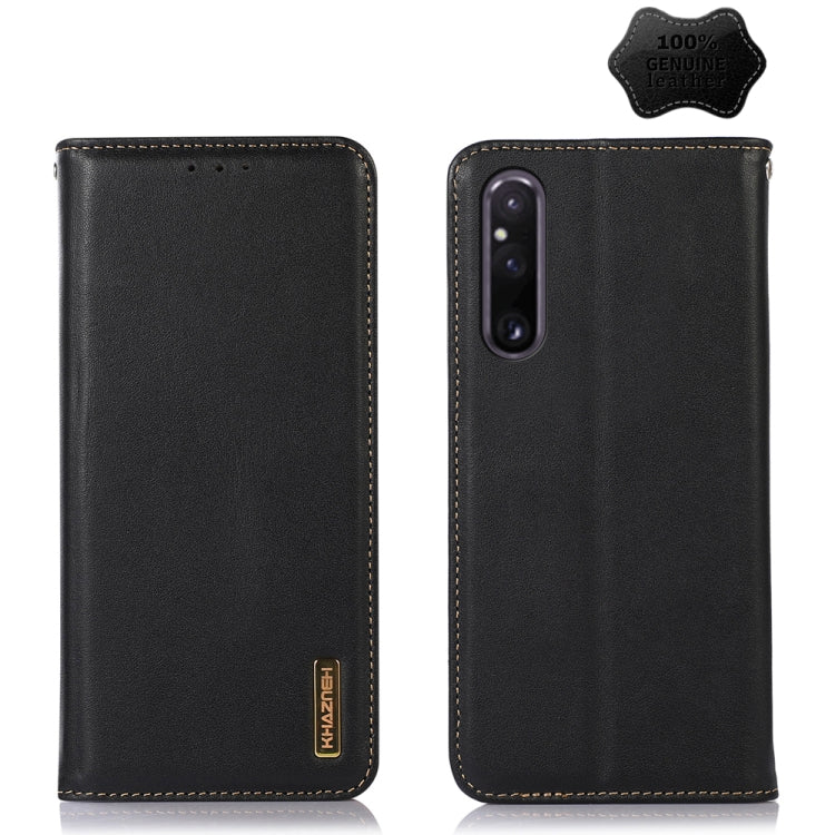 For Sony Xperia 1 V KHAZNEH Nappa Top Layer Cowhide Leather Phone Case(Black) by buy2fix