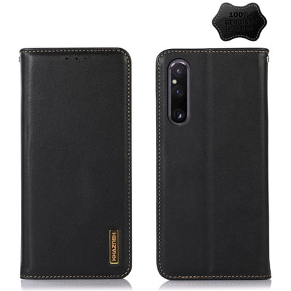 For Sony Xperia 1 V KHAZNEH Nappa Top Layer Cowhide Leather Phone Case(Black) by buy2fix